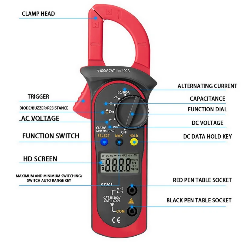 

Digital Multimeter Amp Volt Clamp Meter Voltage Tester Continuity Diode Capacitance and Resistance Test