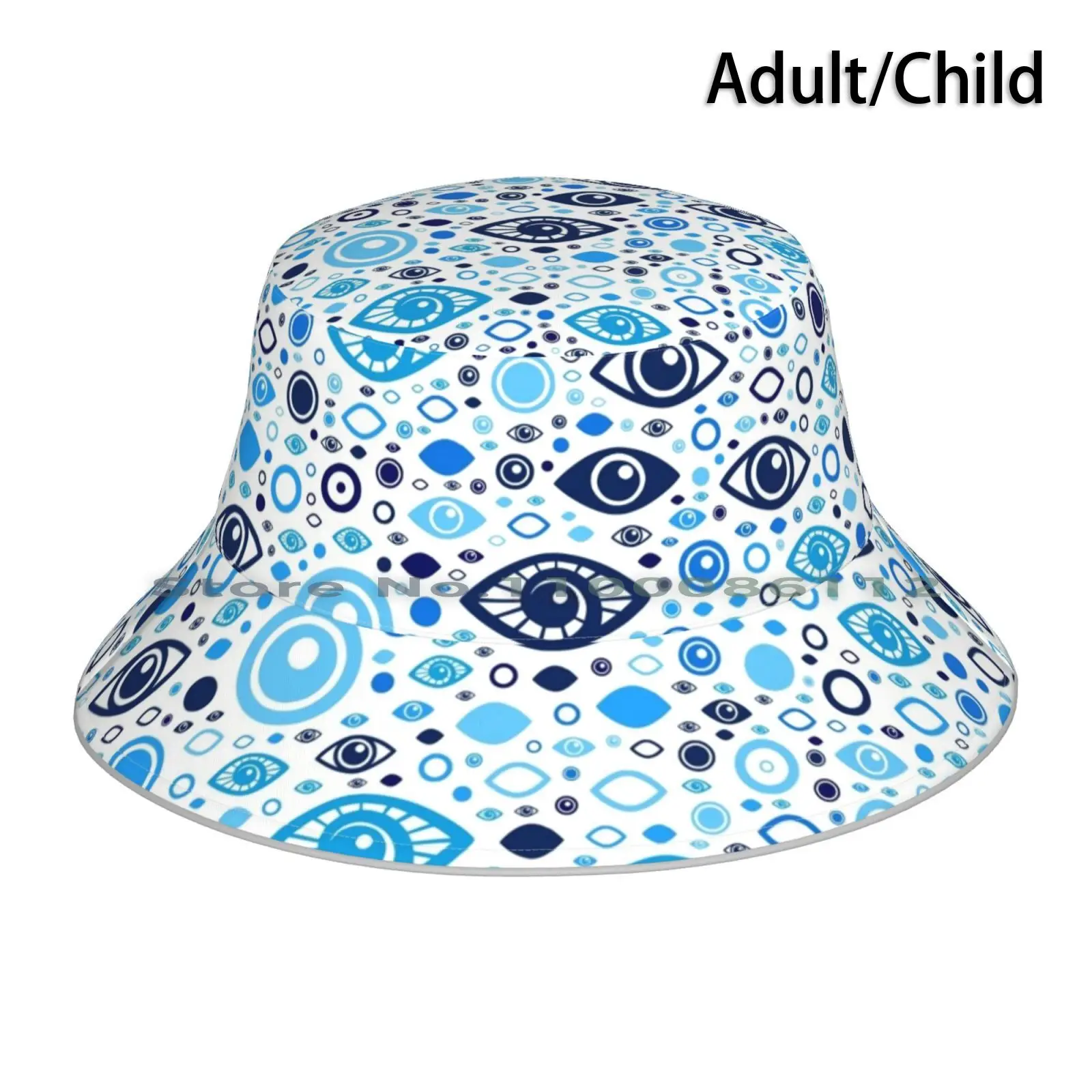 Панама греческая с голубым и белым узором от сглаза