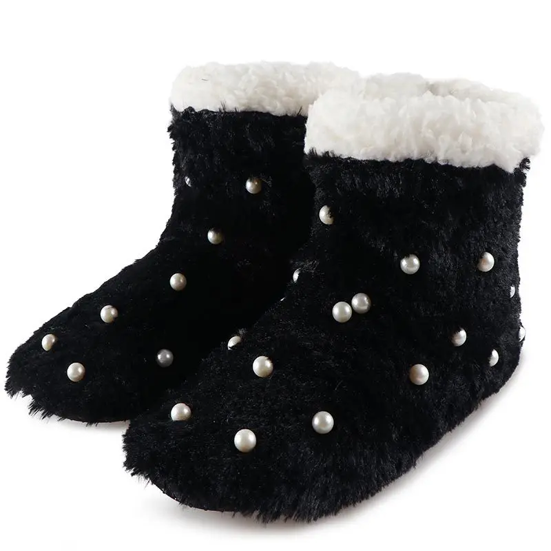 Зимние женские тапочки Тапочки из искусственного меха с жемчугом Женские
