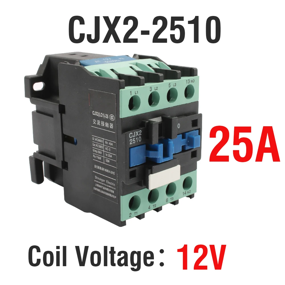 2510-12V CJX2-1210 1810 0910 2510 LC1 контактор переменного тока 110V ac 12A 50 Гц/60 Гц оригинальная lc1-D1210 12V 24V 36V 48V 110V 220V 380V - Цвет: 2510-12V