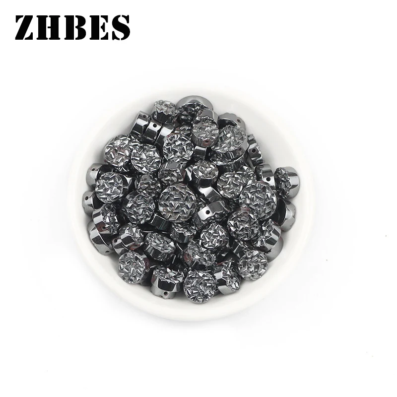 

Natural Black Hematite Stone Carving Coin Pendant Bead 8/10/12MM Flat round Loose Beads For Jewelry Making DIY Bracelet Findings