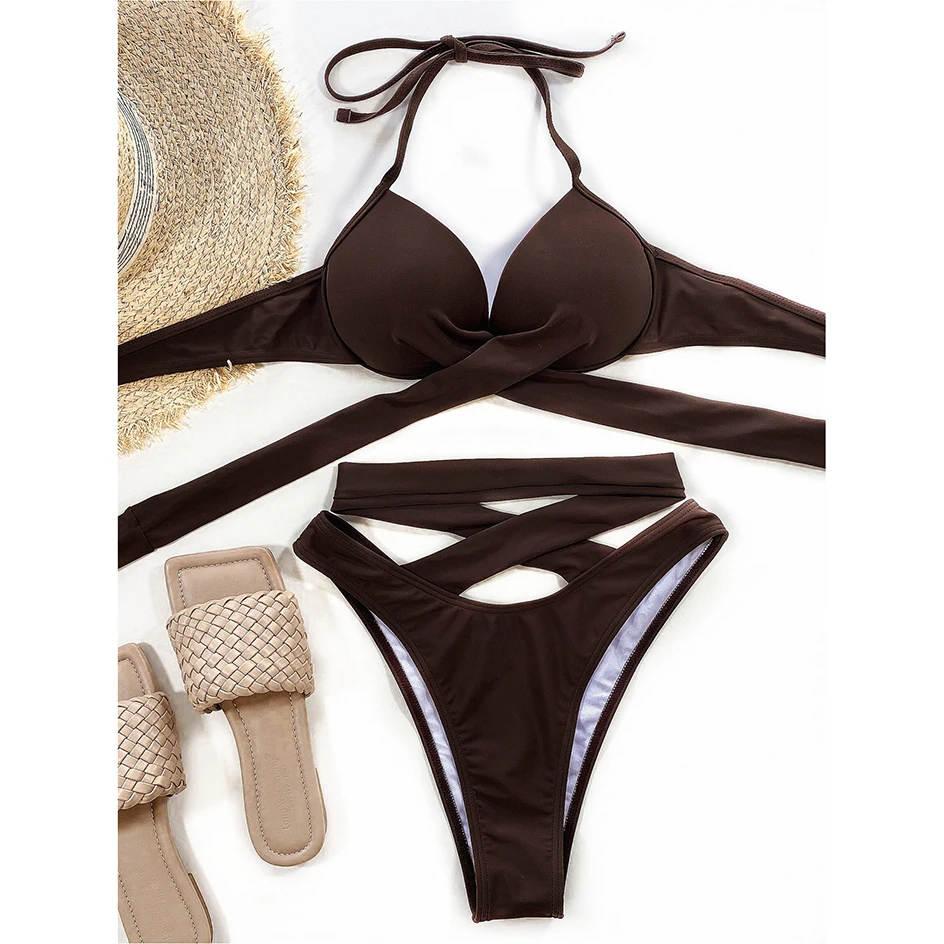 

Push Up Bikinis 2021 Mujer Swimsuit Women Female Swimwear High Waist Bikini Set 2 Piece Brazilian Bathing Suit Summer Beach Wear