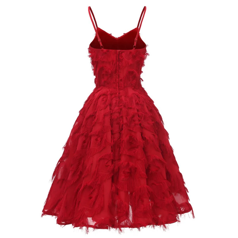 Знаменитостей высокое качество красное платье с кисточками без рукавов v