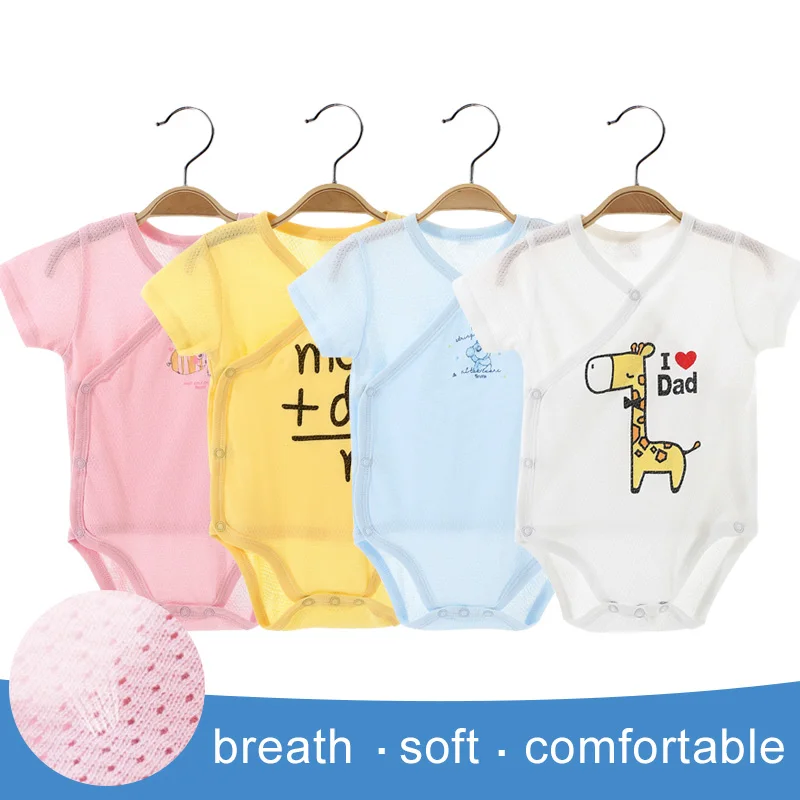 Summer Newborn Infant Baby Clothes I Love Mom Dad Toddler Jumpsuit Boy Girl Short Sleeve Cotton Bodysuit Outfit Kimino onesies