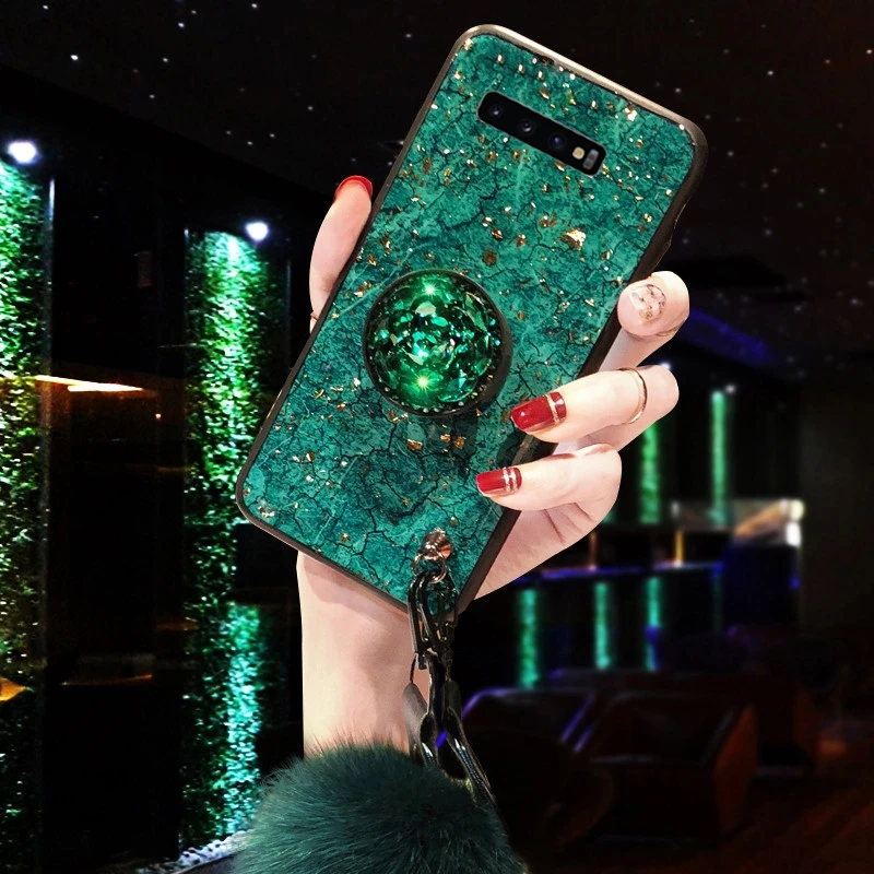 Эпоксидный золотой чехол для телефона samsung Galaxy S10 Lite S9 S8 Plus Note 9 8 M10 M20 M30 S7 Edge Ring Holder