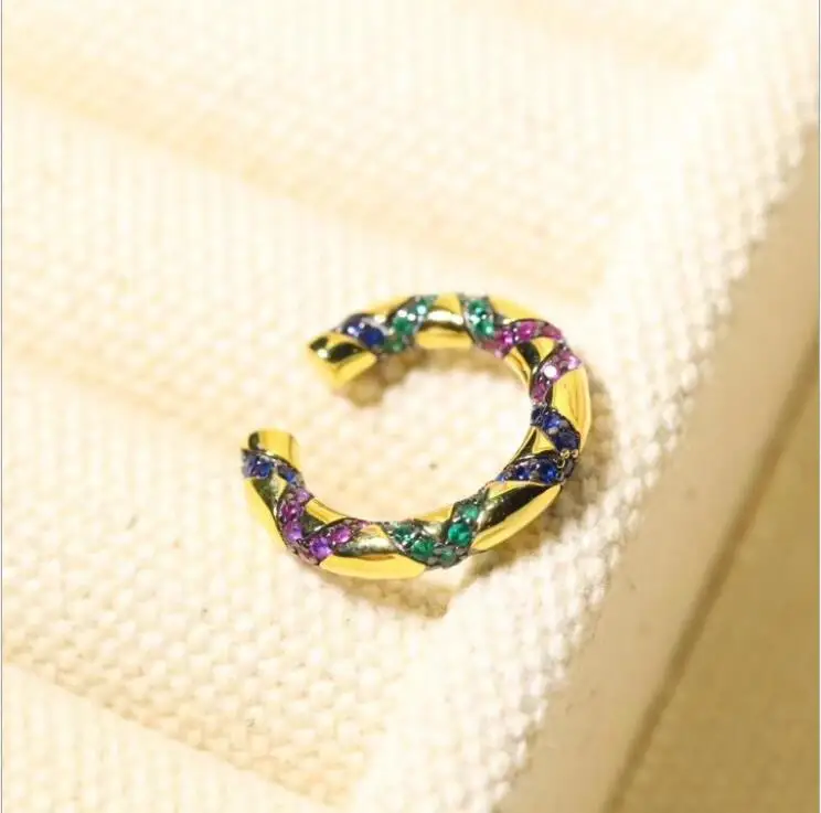 Серьги личности одиночные красочные уха кости клип женщин|Серьги-клипсы| |