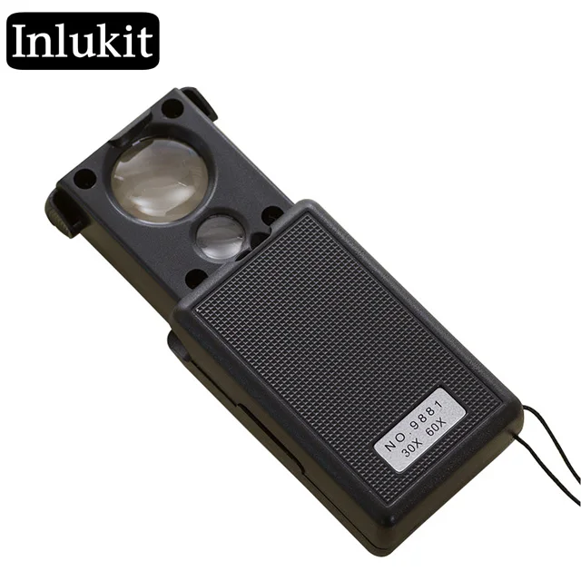 

30X 60X Magnifier Jewelry Loupe Reading Magnifying Glass with UV LED TT-9881