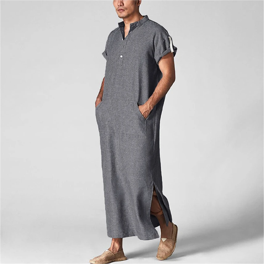 

Jubba Thobe Men Muslim Long Robe Eid Mubarak Dubai Turkey Saudi Arabia Ramadam Prayer Karftan Abaya Dress Islamic Clothing