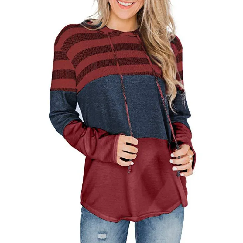 Осень 2020 Новый Топ свободный дизайн пуловер с капюшоном длинный рукав контрастный лоскутный Свитшот Повседневный Moletom Wm * от AliExpress WW