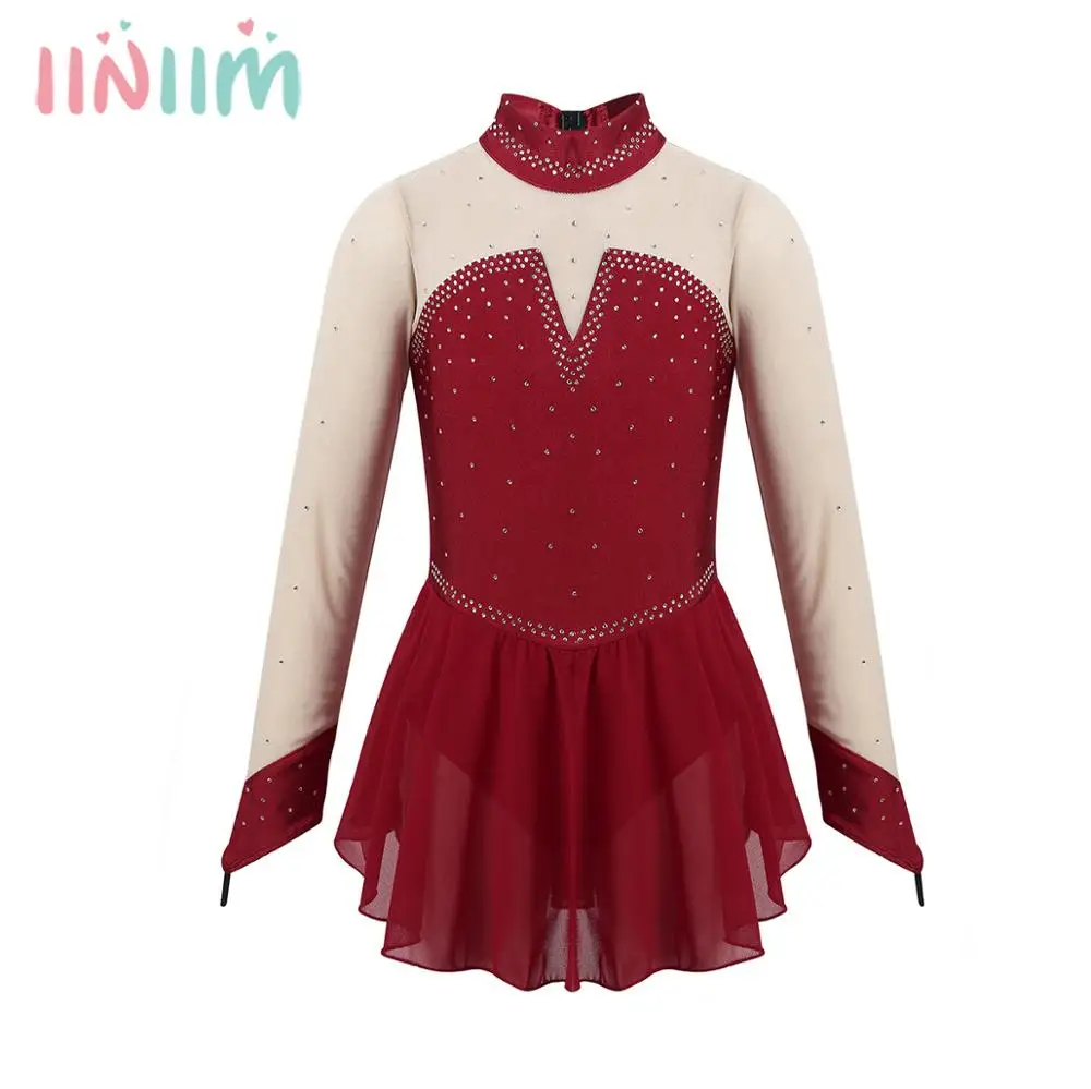 Детские Стразы с длинными рукавами для девочек сращивающаяся Тюлевая балетные