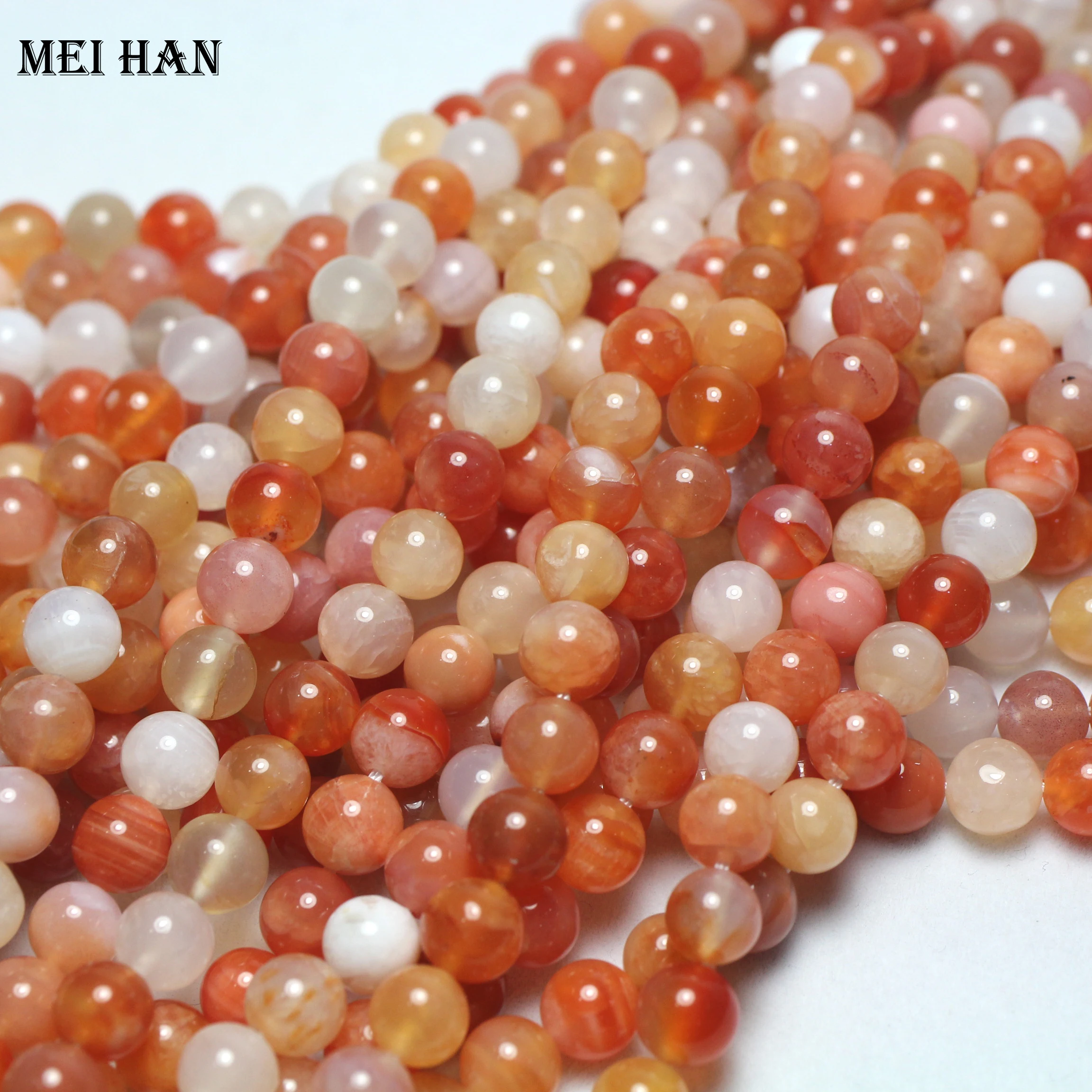 Meihan (2 нити/набор) 8 мм Круглые Бусины Из Натурального Розового сердолика