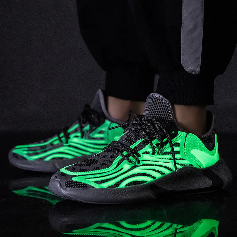 Новые осенние светящиеся мужские уличные кроссовки в стиле хип-хоп для мужчин