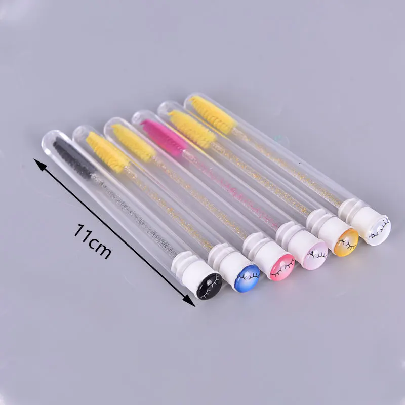 

1pcs Eyelash Brush With A Cap Colorful Applicator Makeup Tool Eyelash Brush Tube Mascara Wands With Lashes On Caps Lash Wand