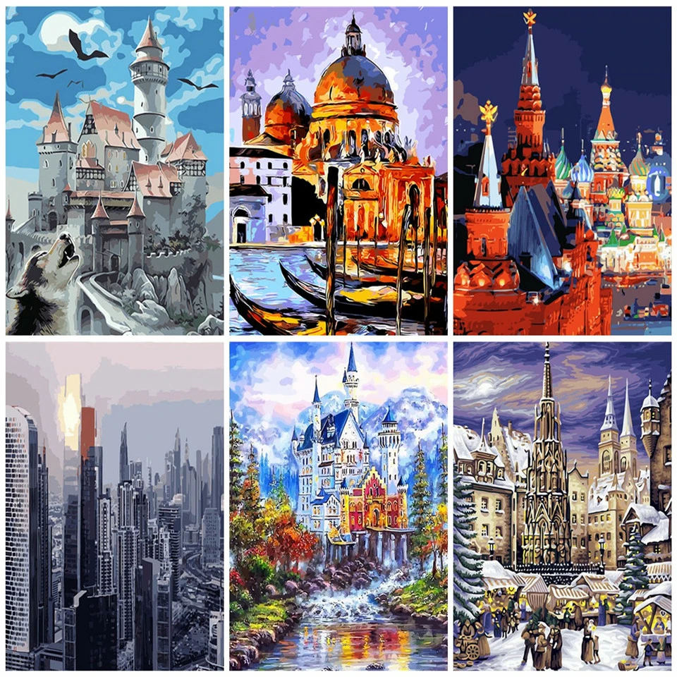 AZQSD для взрослых DIY Раскраска по номерам Ландшафтный Декор дома акриловая краска