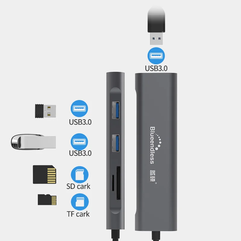 9 в 1 type C док-станция для ноутбука USB 3,0 HDMI TF LAN PD usb-хаб для Macbook huawei XiaoMi DELL Surface lenovo Dock