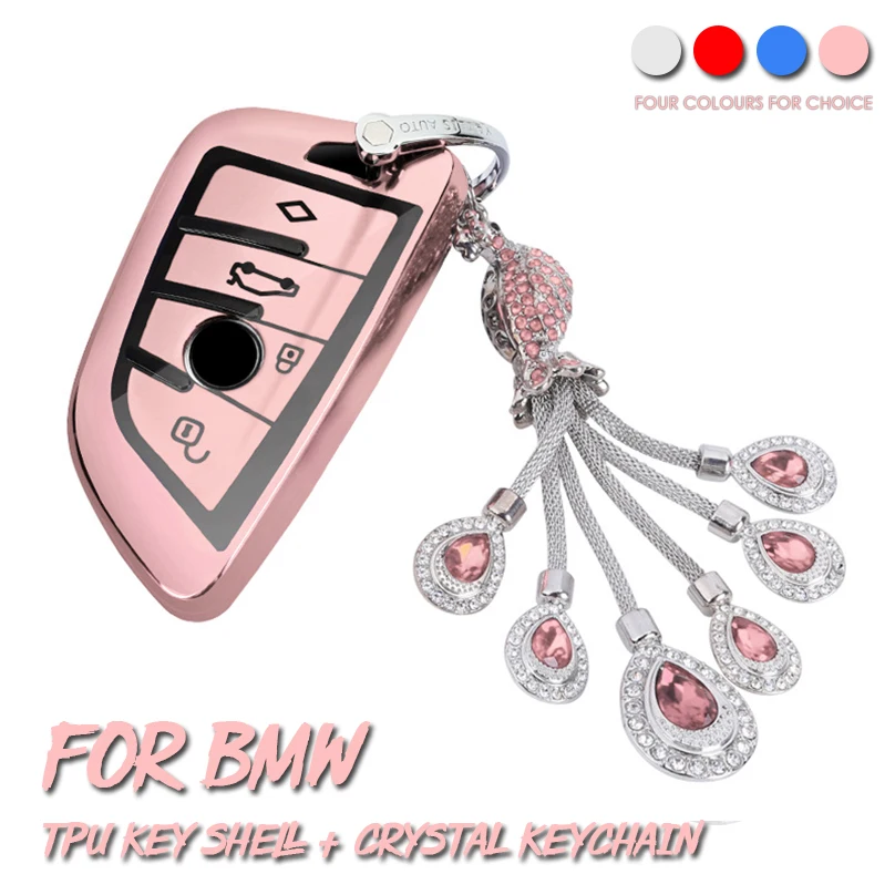 

Luxury Diamond Auto Key Case Crystal Keychain Key Case Cover For BMW X1 X3 X4 X5 X6 F15 F16 F48 G30 G38 525 540 740