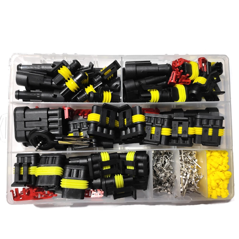 

353Pcs 1/2/3/4 Pin AMP Tyco Auto Superseal HID Waterproof Wire Harness Connector Car Electrical Socket Plug With Terminals Tools