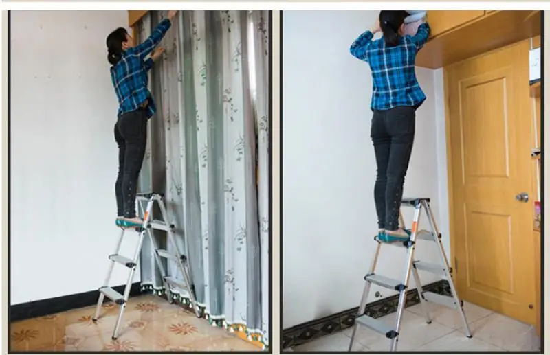Foldable Aluminum Ladder A-Type Multi-Functional Folding Step Platform 3 Steps
