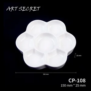 Поднос для краски Samina, 6 дюймов, Круглый, керамика, для гуаши акриловая акварель маслом, для творчества, белого цвета, легко мыть, CP108