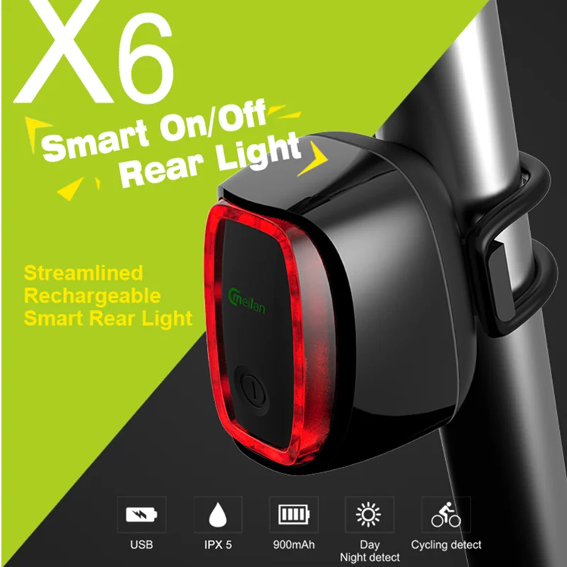 

Meilan X6 Bike Light Wireless Rear Laser Lights USB Rechargeable Smart Tail Lamp MTB Cycling Safety Warning Led Bike Accessories