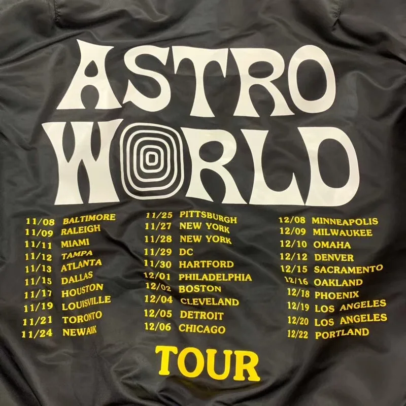 

Travis Scott Bomber Astroworld Jacket Men 1:1 High Quality MA-1 Coat Flight Force Pilot Jacket Travis Scott Jackets