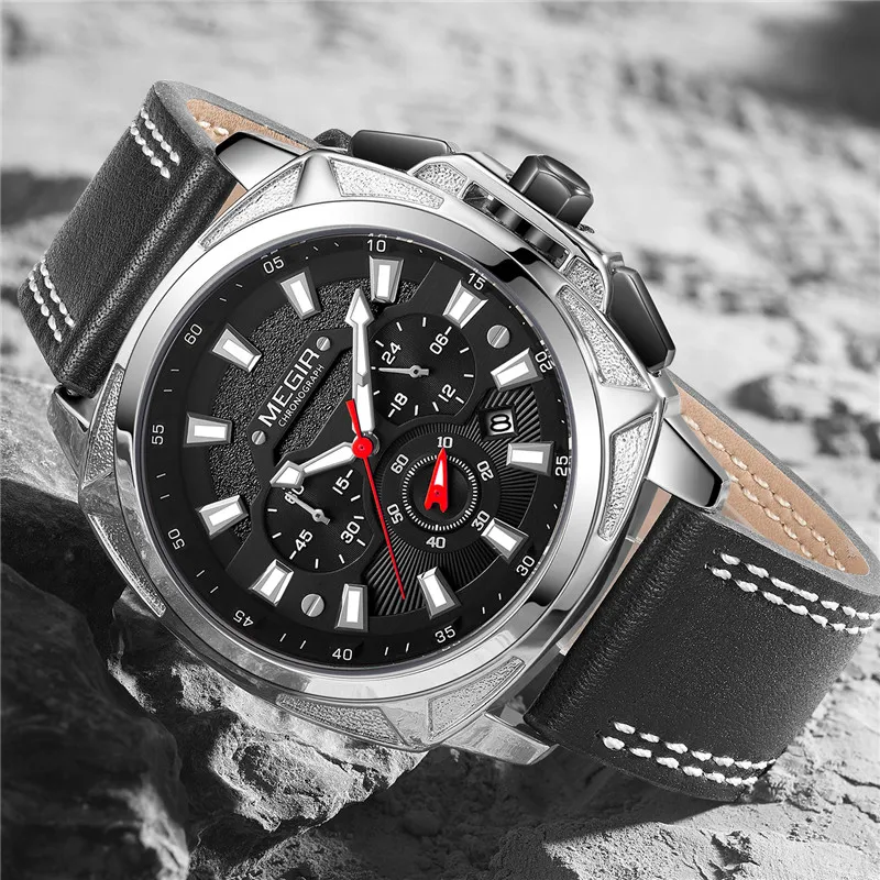 Часы MEGIR мужские в стиле милитари брендовые Роскошные спортивные классические с