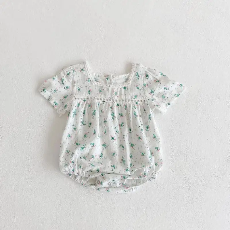 

Summer New Toddler Baby Girl Fashion Solid Lace Collar Short Sleeve Bodysuits Fairy Hollow Breathable Princess Bodysuit