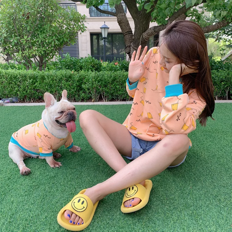 

2021 spring autumn new print dogs Sweater parent child wear Terry Cotton pet two legged clothes Teddy Kirky short cats clothes