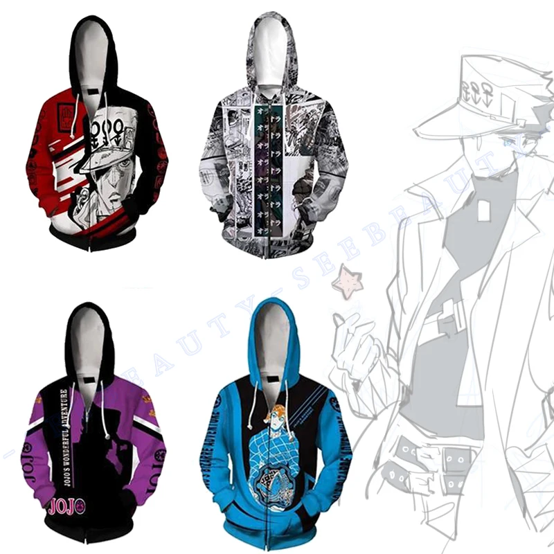 

Anime JoJo's Bizarre Adventure Jotaro Kujo Cosplay Costume Guido Mista Hoodies Sweatshirt Sportswear Pullover Street Wear Unisex