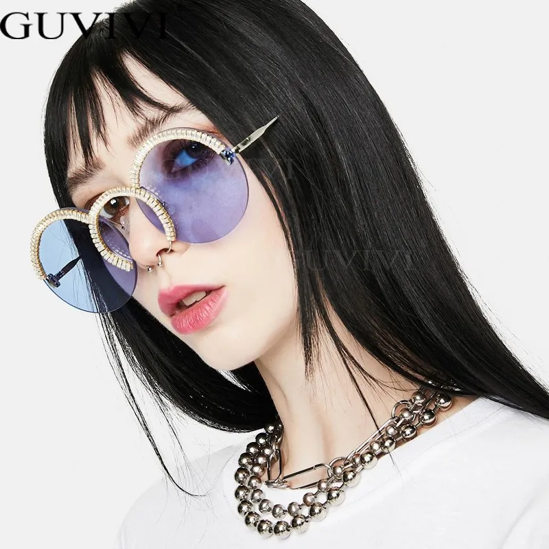 

Diamond Rimless Sunglasses Women Punk Retro Small Sun Glasses Brand Designer Steampunk Eyeglasses Round Retro Eyewear