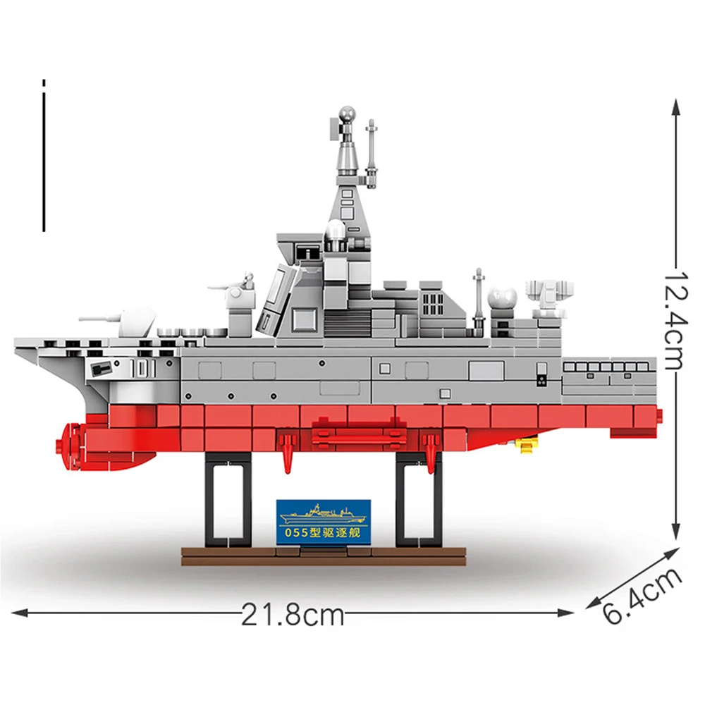 

372Pcs Educational Building Blocks Toys For Kids DIY Birthday Gift 202073 055 Guided-Missile Destoryer Ship Model Small Bricks
