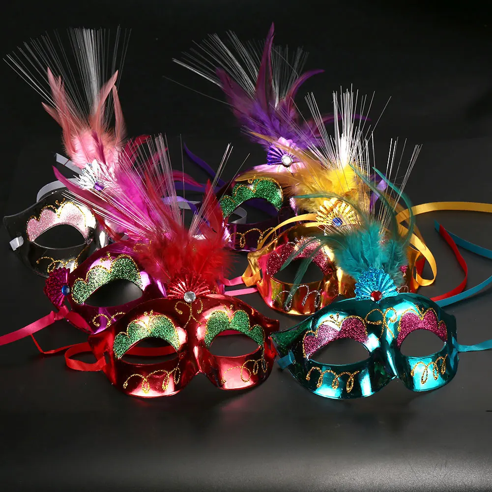 Светящаяся бабочка светодиодный маска Половина лица для маскарада случайный