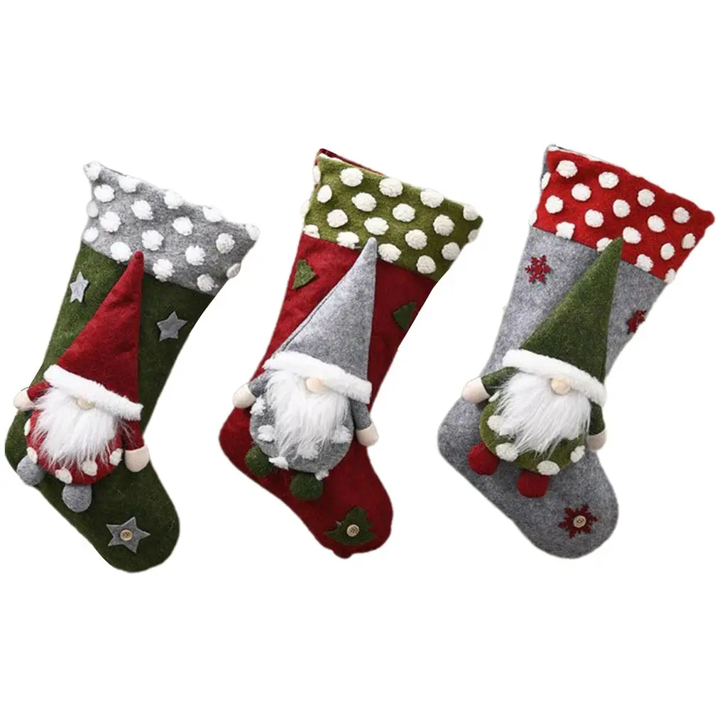 

3Pcs Christmas Stocking 2022 New Year Xmas Gift Bag Sack Faceless Gnome Doll Xmas Tree Decoration Hanging Socks Pendant Ornament