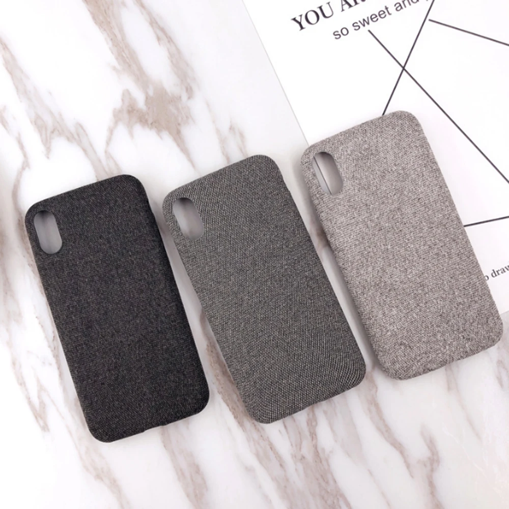 

Luxury Shockproof For iPhone 7 8 6 6S Plus Cotton Linen Cloth Phone Cases For iPhone X XR XS 11 Pro Max Fabrics Soft Back Cover