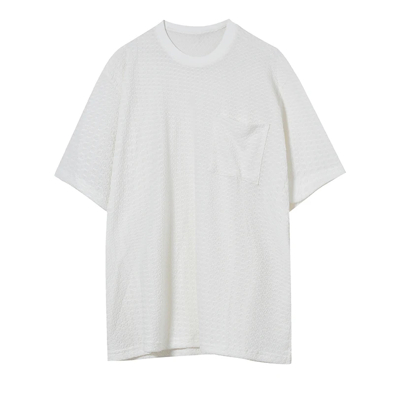 

IEFB 2021 Summer New Korean Trend Simple Solid Color T-shirt Men's Personality Lovers' Short Sleeve Tee Top Single Pocket 9Y7647