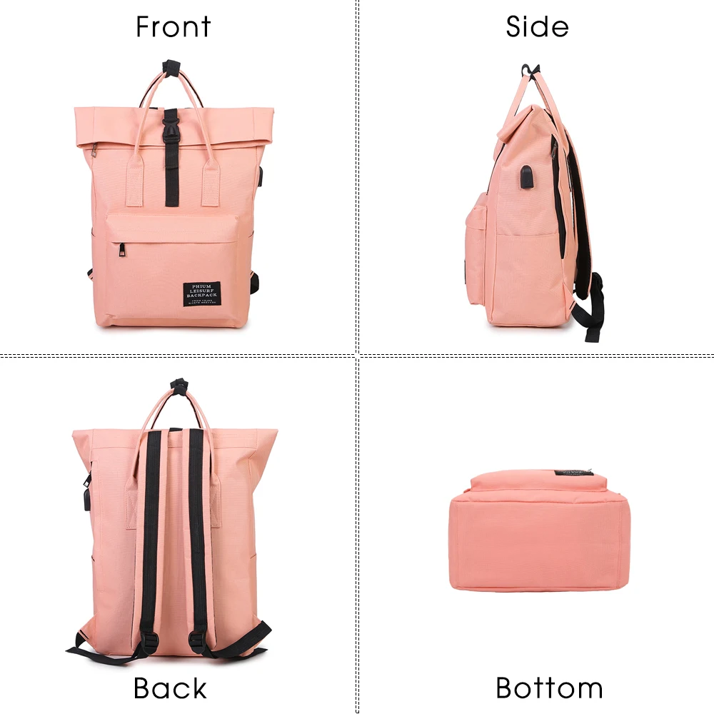 Herald Fashion женский рюкзак с usb зарядкой холщовый для девочек ноутбука школьные