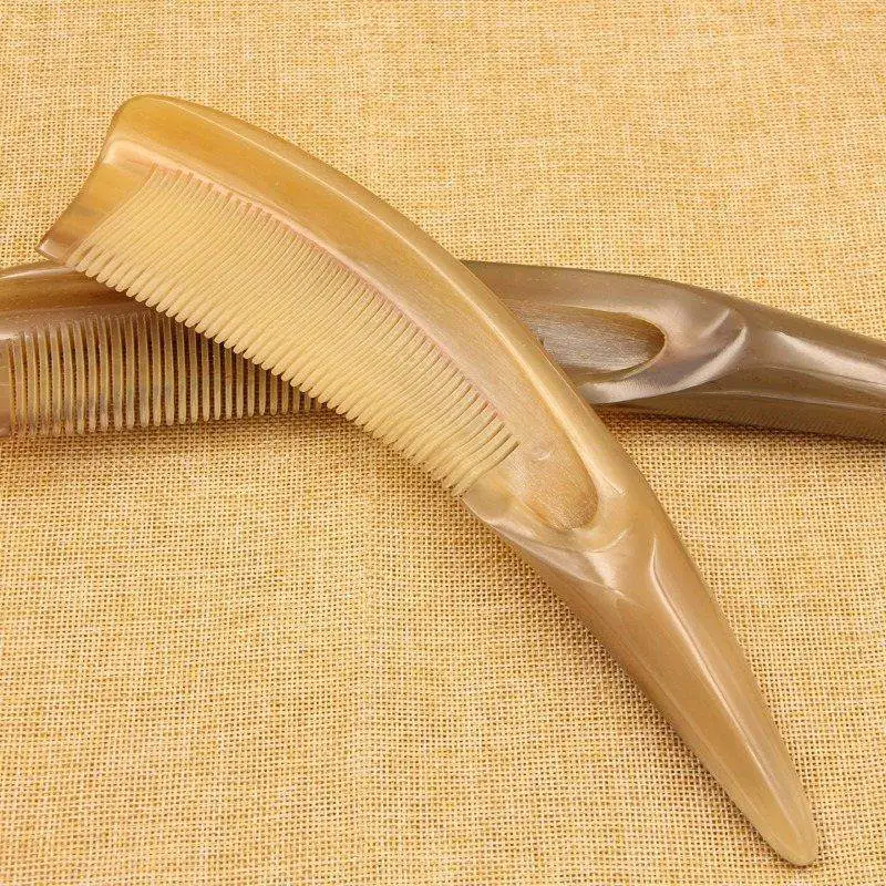 straight hair brush Combs Hairdressing Natural Anti Static White Buffalo Horn Comb Massage Scraping Hair Care Gua Sha Brush