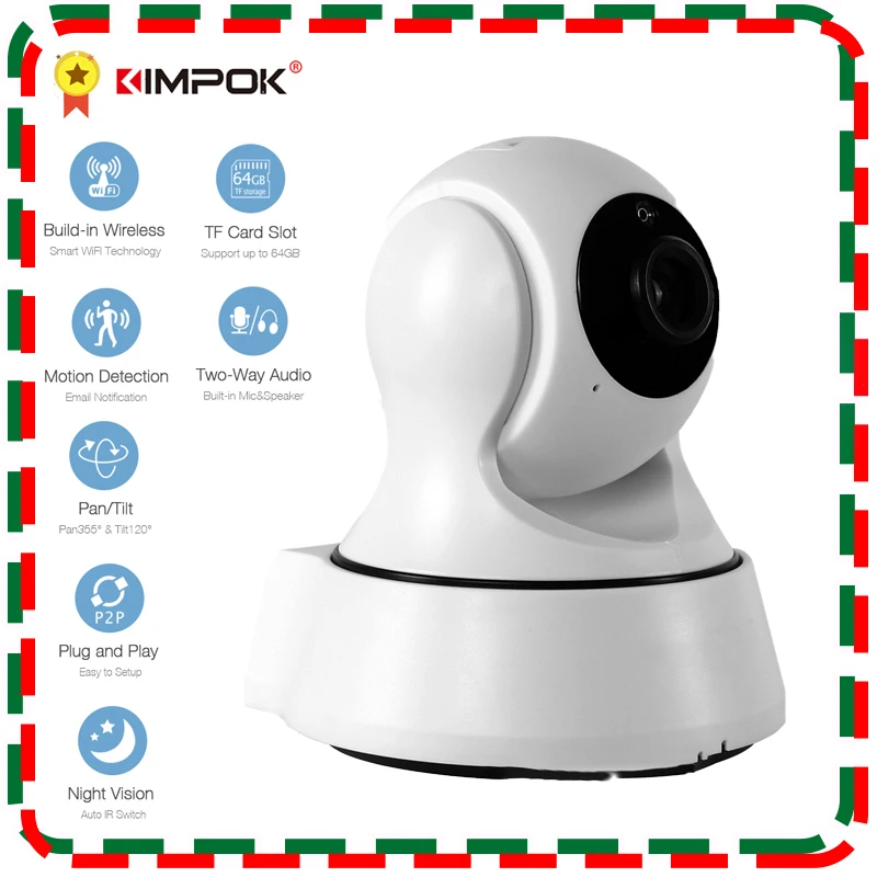 Кимпок HD домашняя ip камера видеонаблюдения с поддержкой Wi Камера двухстороннее