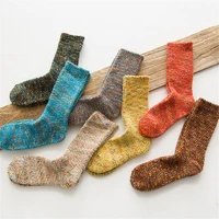 high socks loose solid color double needles knitting cotton long socks women fashion girls knee high comfortable stockings