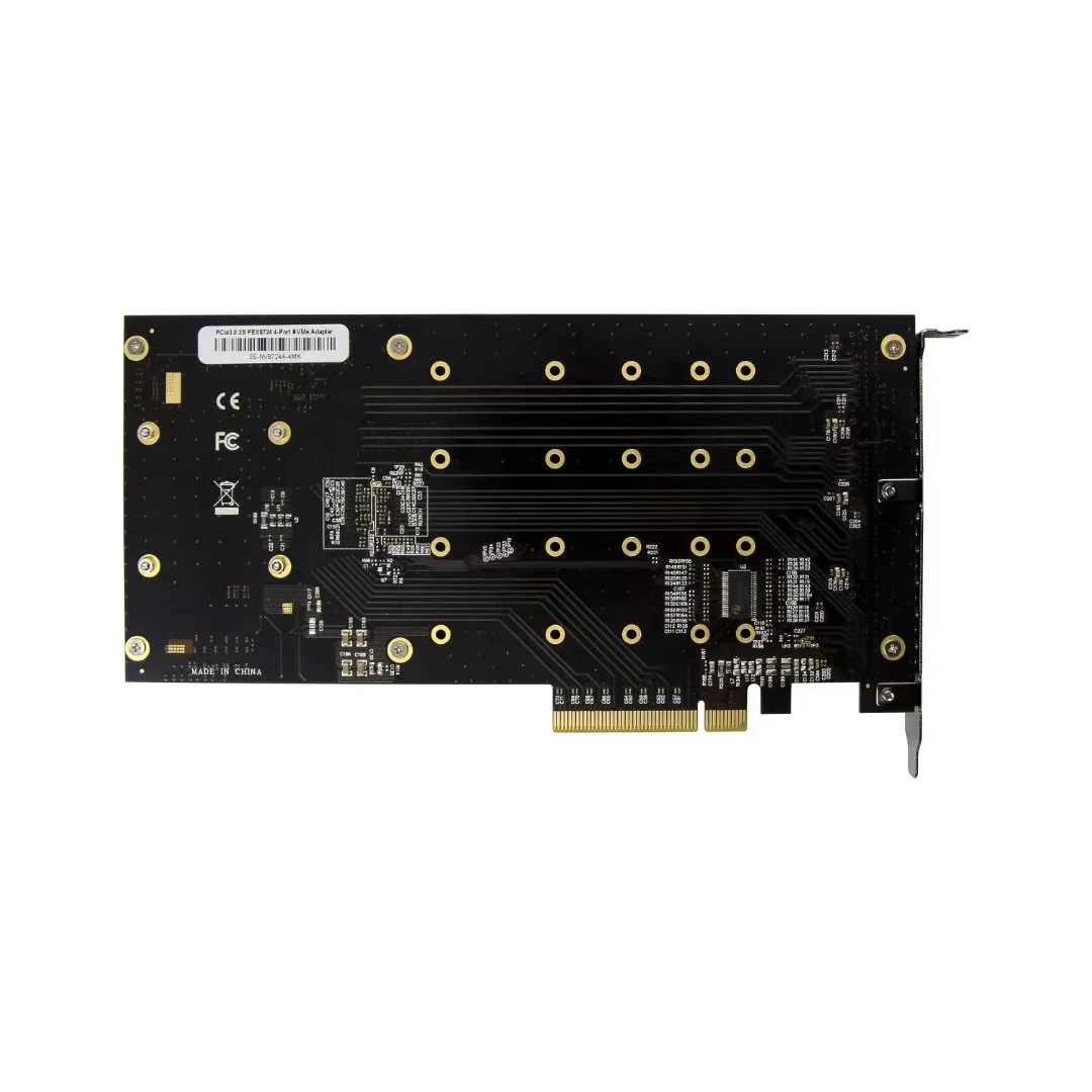 Günstig PCIe 3,0 X4 PLX8724 Zu 4 Port M.2 NVMe SSD Adapter Expansion Karte Quad Mkey Nvme Zu Pci-E Konverter Für PC 32G/bps Win10 Linux