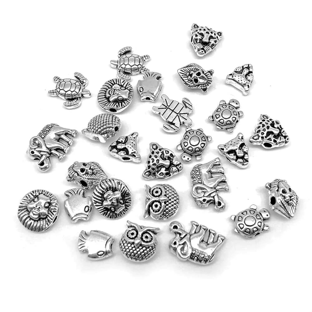

10pcs Cute Animal Loose Beads Cheetah Lion Owl Retro Handmade Beads for Bracelet DIY Jewelry Making