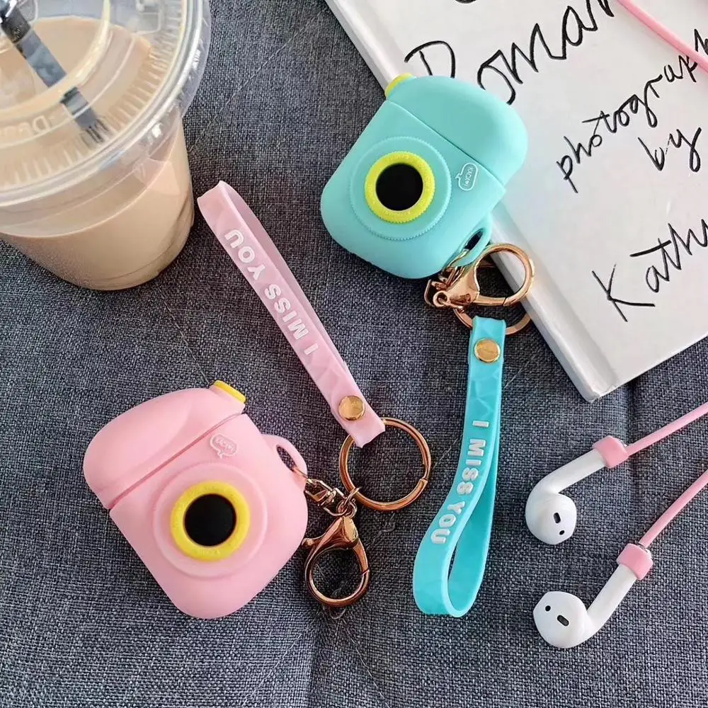 Милая мультяшная камера для Apple гарнитура airpods чехол Bluetooth Мягкий силикон