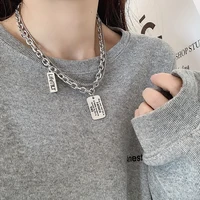hip hop titanium steel necklace for men and women personalized tide letters pendant stainless steel multi layer jumper chain
