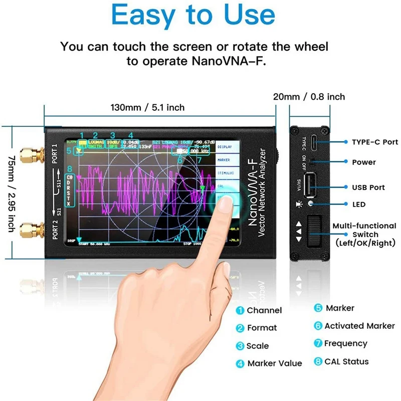 Swr антенный анализатор Nanovna 50-1000 МГц 4 3 дюймов IPS LCD + RF демонстрационный комплект