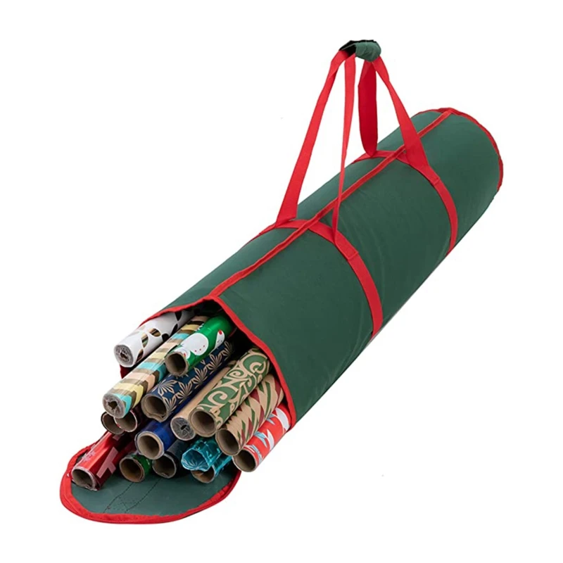 Bolsa de almacenamiento de papel de regalo para Navidad, contenedor organizador de rollos de papel de tela Oxford para regalo de vacaciones, accesorios de Navidad-4