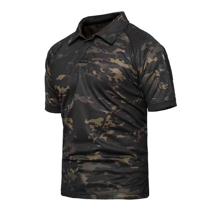 

Men's Tactical Camo Hiking T-Shirts Fishing Short Sleeve Trekking Outdoor Shirt Breathable Sports Tops Camping Military T Shirts