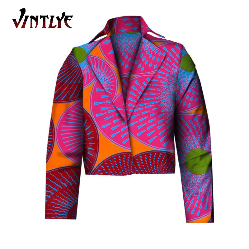 Women Floral Print Jacket African Clothing Dashiki for Lady Long Sleeve Short Top Hip Hop Punk Coat Large Size WY632 | Тематическая