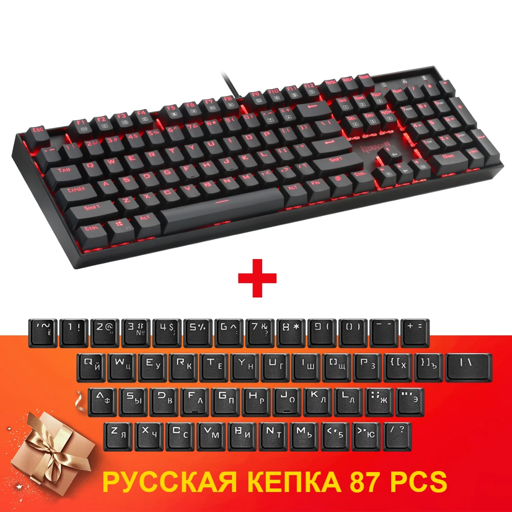 Redragon Mitra K551 USB Механическая игровая клавиатура синий переключатель DIY 104 ключ с подсветкой PC Gamer русские брелки или стикер с надписью на испанском - Цвет: K551 RU