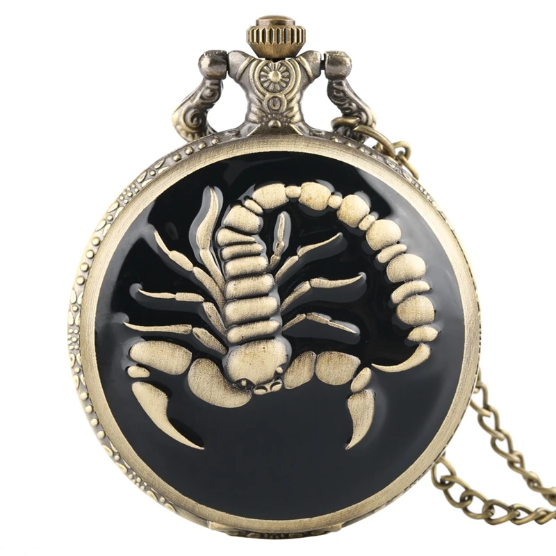 

Steampunk Spider/Scorpion Simple Men Women Quartz Pocket Watch Black Bronze Necklace Pendant Fob Portable Clock Jewelry Gifts