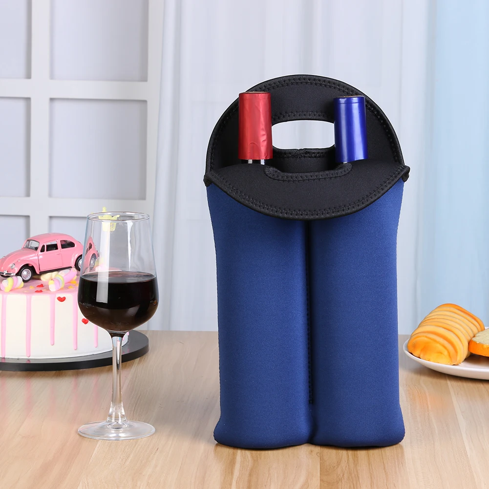 

Durable Bottle Protective Cover Portable Wine Bottle Cooler Neoprene Outdoor Insulated Double Bottle Protective Cover